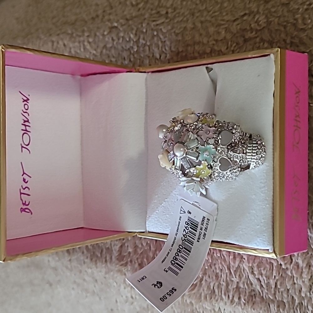 Betsey Johnson Skull Ring with simulated stones